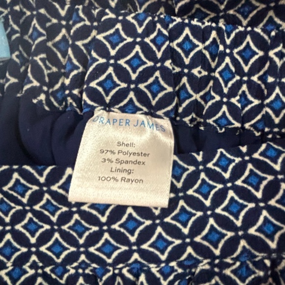 Draper James Navy & White Geometric Button Front Pull On A-Line Midi Skirt S - Picture 10 of 10